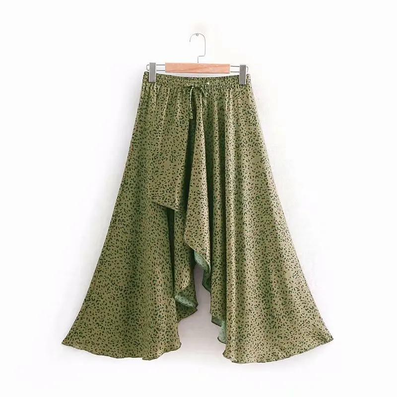 

Europe And America 2019 Spring And Summer New Style Animal Pattern Printed Dress Elastic Waist Irregular Medium-length Dress Ski