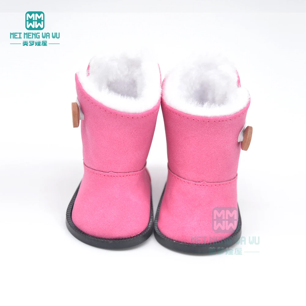 7.5*4.5cm Baby shoes for doll Thick woolen Boots fit 43 cm new born doll accessories and american for doll shoes doll accessories