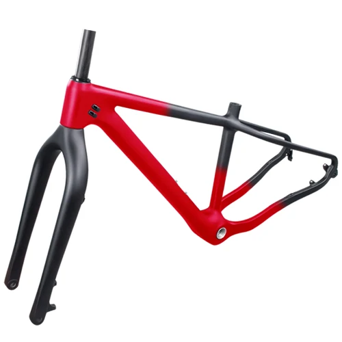 Новая карбоновая велосипедная Рама с вилкой 26er, карбоновая зимняя велосипедная Рама, подходит max 4,8, зимние велосипедные шины, карбоновая велосипедная рама, вилка для снега - Цвет: Front half red