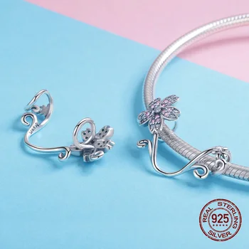 

womak 2019 hot sale 925 sterling silver sakura beads fit Pandora bracelet charm necklace pendant jewelry making gift