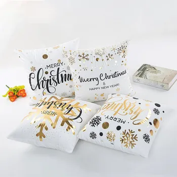 

2019 Gold Bronzing Pillow Case Luxury Geometric Pillowcase Christmas Gift Home Decor Blended White Bedroom Office Decorative 1pc