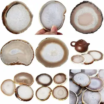 

Round Faux Agate Slice Geode Cup Mat Stone Coaster Beverage Pad Table Decor