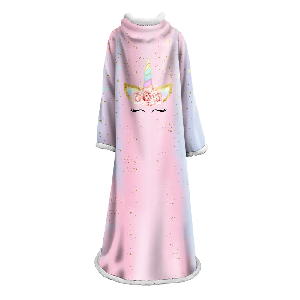 

Sofa Yoga mat New Print Unicorn Sleeve Blanket Air Conditioner Thickened Double Plush 3D Digital Printed Blanket With Sleeve