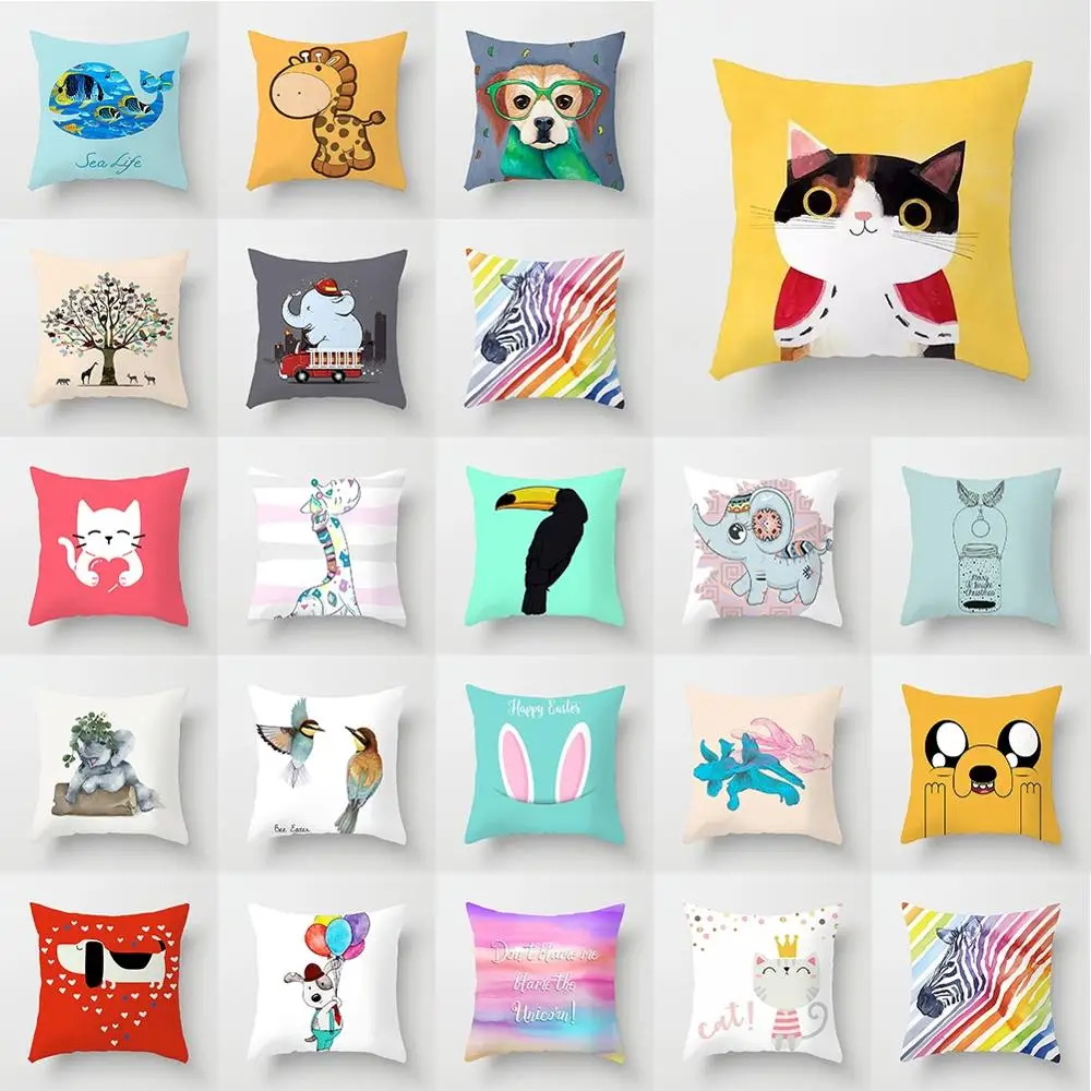 

Decorative Cartoon Cushion Pillow Cover Animal Pattern Theme Cushion Home Decoration Cushion Children's Room Decoration Party