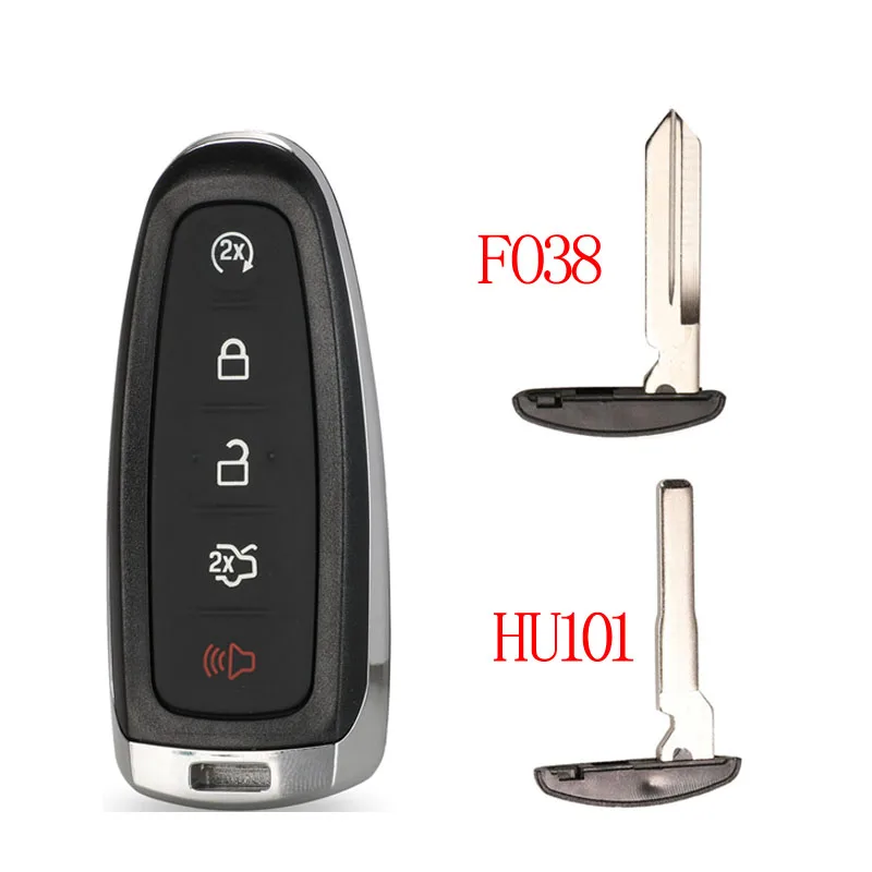 jingyuqin Remote Key Shell for Ford Edge Escape Flex Explorer Taurus 5 Button Car Key Fob Housing Replacement FO38 HU101 Blade