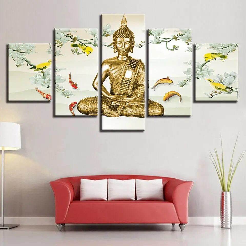 

No Framed Buddha Meditation 5 Pcs Canvas Picture Print Wall Art Canvas Painting Wall Decor for Living Room