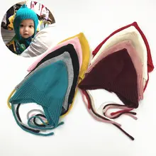 Детская шапка для малышей; зимняя теплая шапка; Хлопковые вязаные шапки для новорожденных; шапочка для маленьких девочек