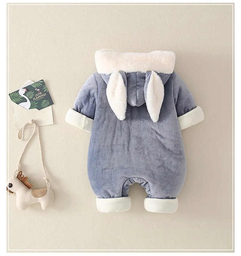 CROAL CHERIE  Newborn Baby Clothes Cute Rabbite Ear Baby Girls Romper Baby Warm Clothing  Warm Fur Fleece Romper For Baby Boys  (2)