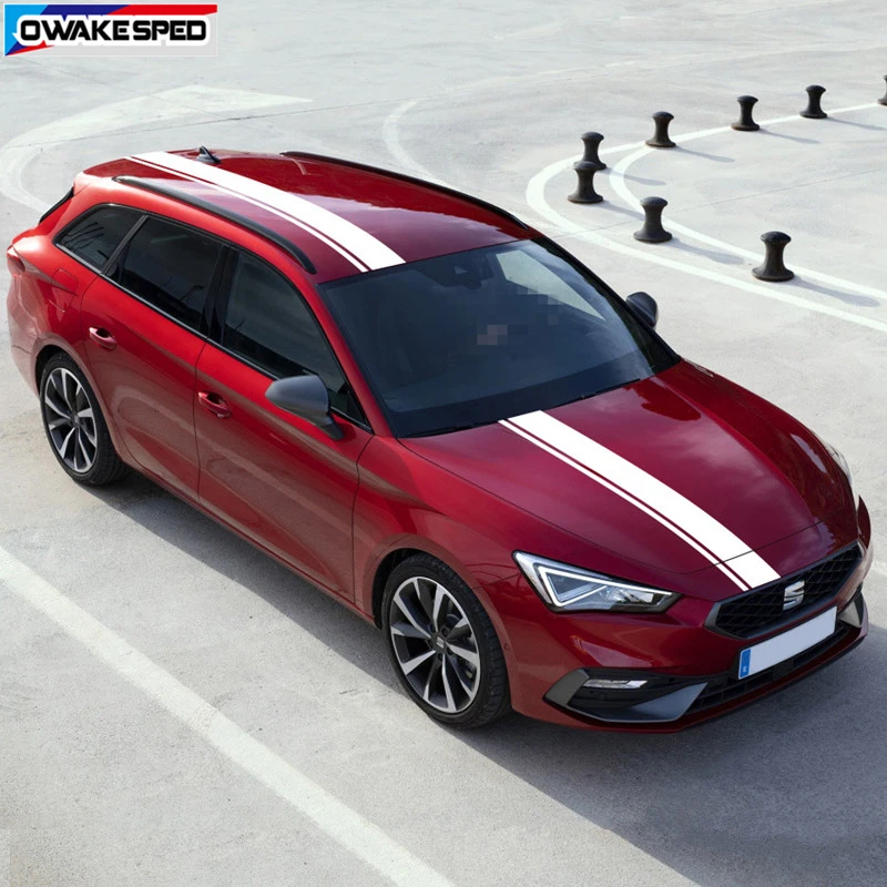 1 Set Car Hood Roof Tail Sport Stripes For Seat Leon CUPRA FR ST Racing Styling Engine Cover Body Devor Sticker DIY Vinyl Decal (4)
