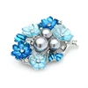 Wuli&baby Big Pearl Blue Enamel Brooches Women Alloy Rhinestone Weddings Banquet Flower Brooch Pins Gifts ► Photo 3/3