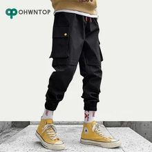 Летние мужские брюки-карго, для бега, уличная одежда, с несколькими карманами, мужские брюки длиной до щиколотки, Харадзюку, повседневные брюки для бега, брюки с боковыми карманами