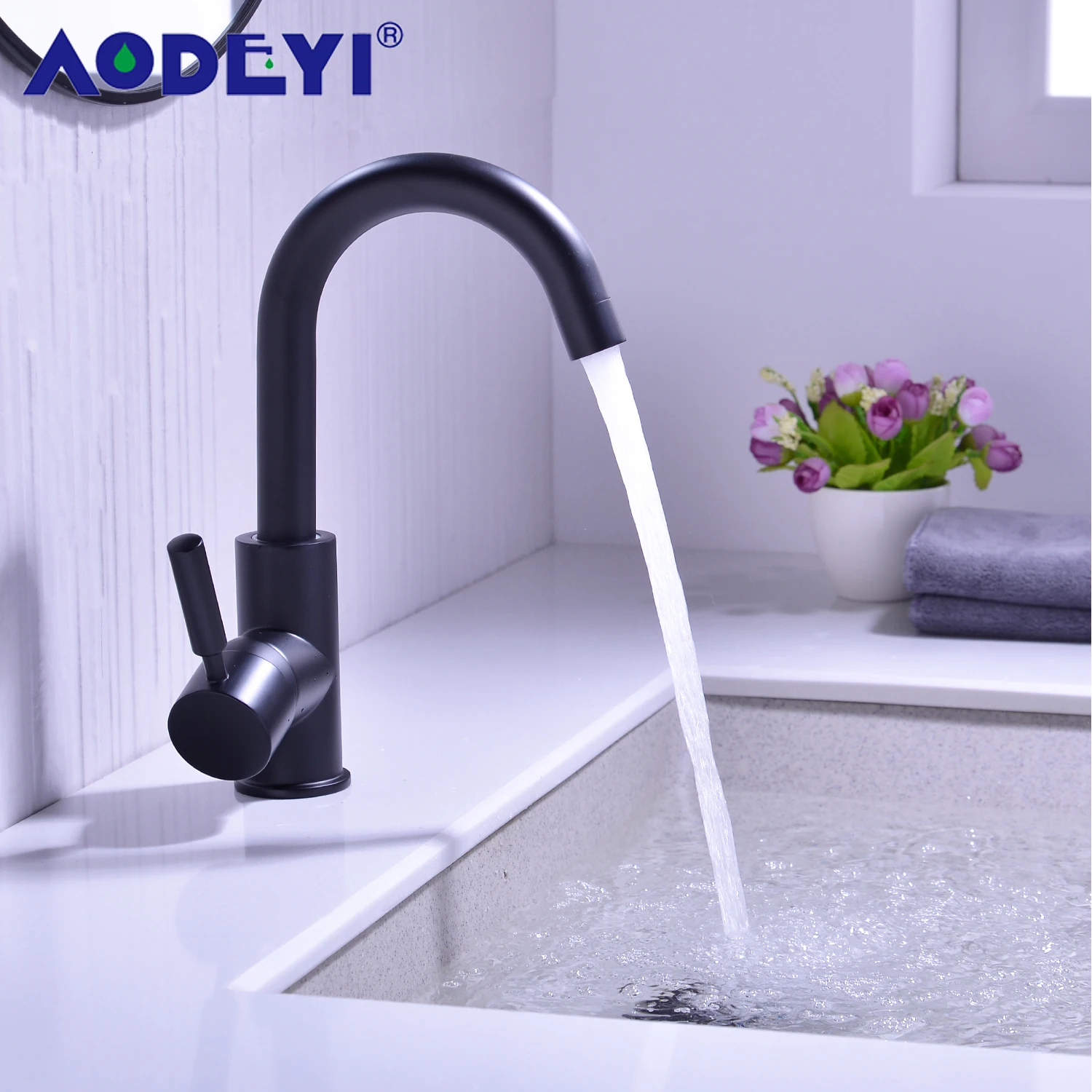 Bathroom Faucet Brass Black Basin Cold And Hot Water Mixer Sink Tap With Pop Up Drain
