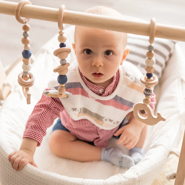 1Set Wooden Rattle Teethers Baby Toys Play Gym Mobile Newborn Sensory Structure Baby Nursing Gifts Handmade Stroller Accessories 6