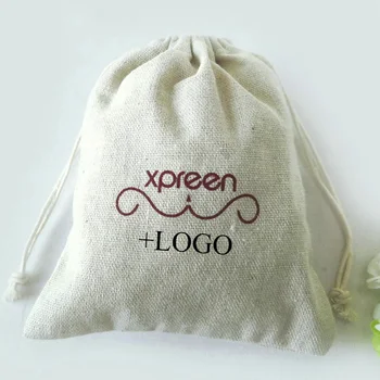 

50PCS ECO Friendly Linen Pouch Custom Print Logo Drawstring Pouch Jewelry Packaging Bag 7x10/10x13/13X18cm Fabric Small Pouch
