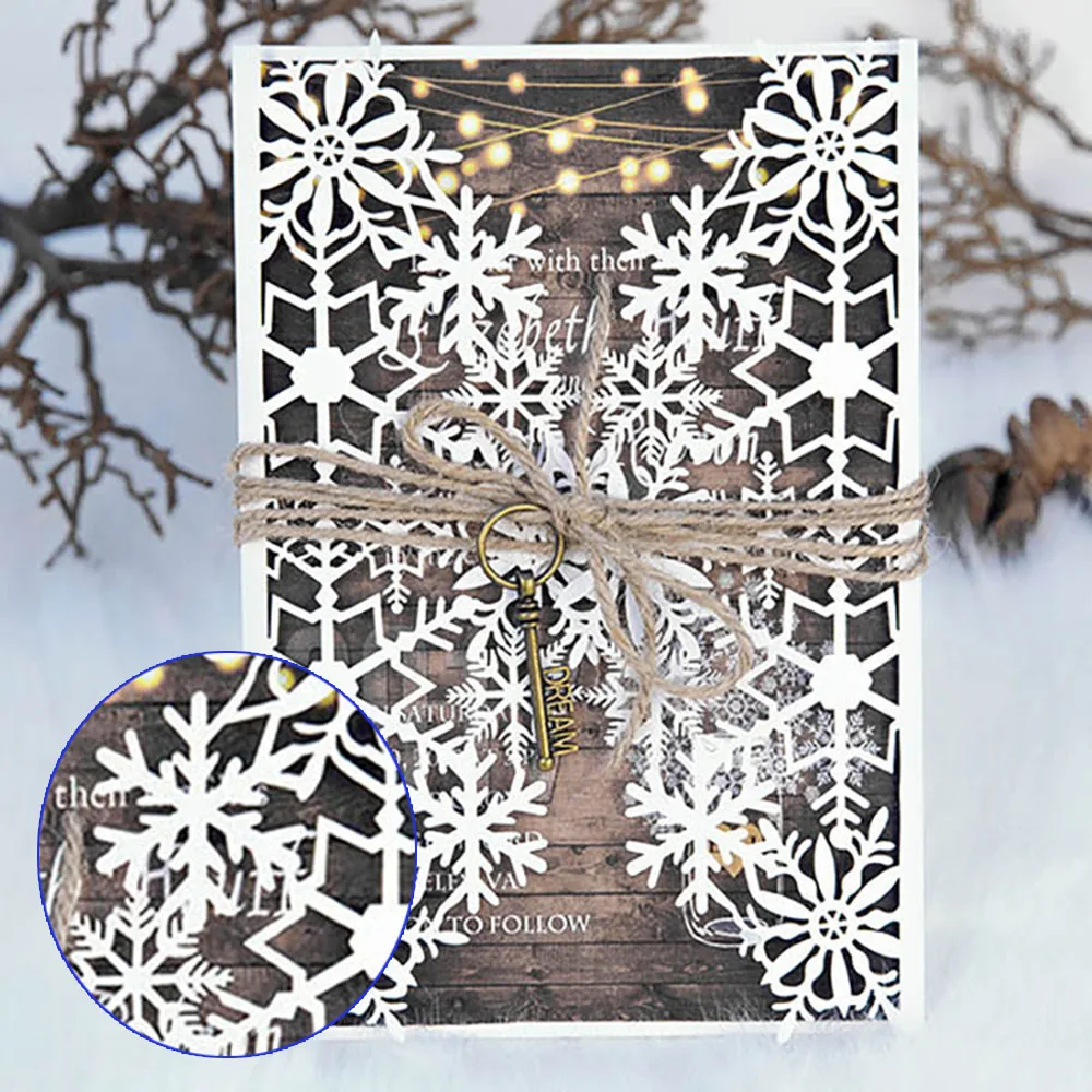 50 PCS Exquisite White Snowflake Hollow Invitation& Greeting Card For Wedding Greeting Cards