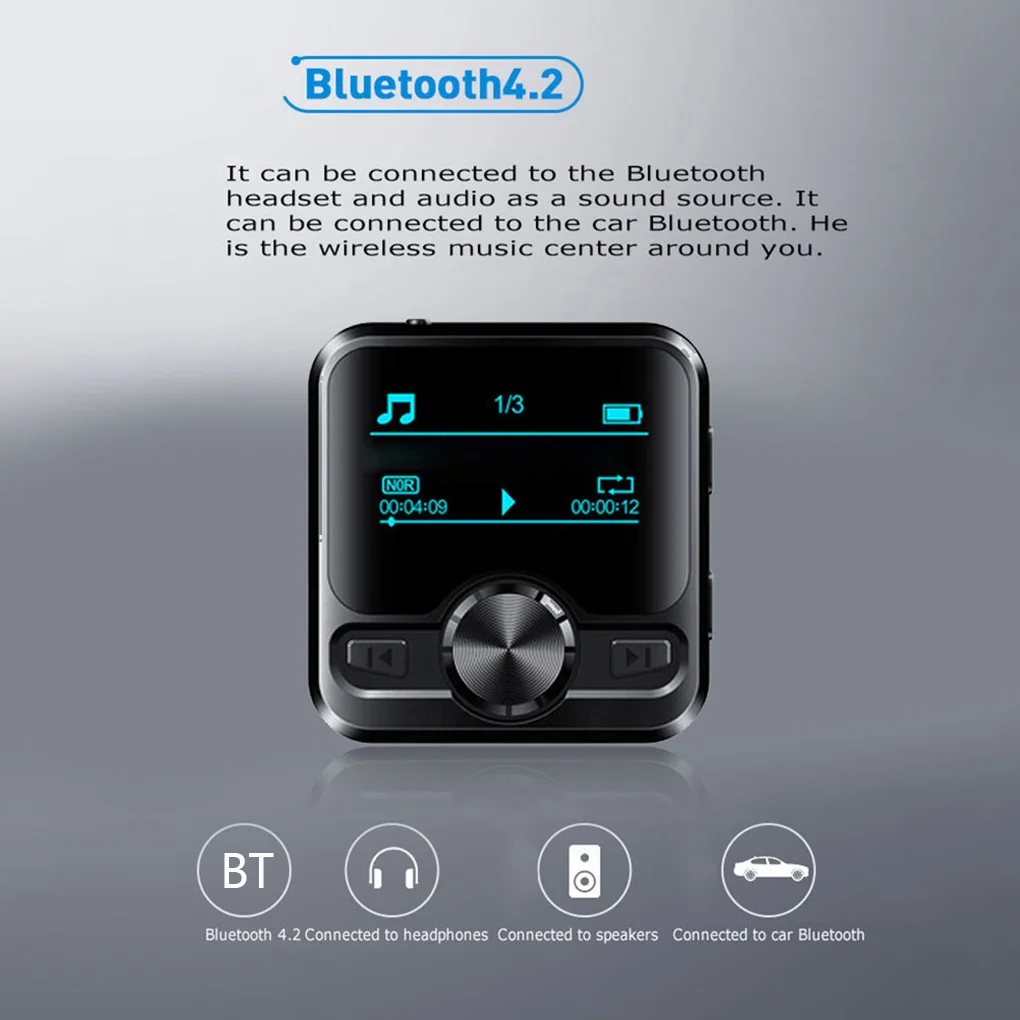 Переносной диктофон Bluetooth спорт HIFI MP3 плеер Запись звука ручка IPX6 FM радио повторитель 1,2 дюймов дисплей