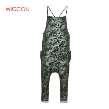 

Loose Baggy Harem Jumpsuits Summer Women Spaghetti Strap Long Jumpsuit Sexy Sleeveless V-Neck Camouflage Print Playsuits