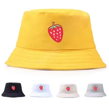 Мягкая шапка для бассейна с вышивкой клубники Рыбацкая шляпа летняя Солнцезащитная козырек Повседневная шляпа для пеших прогулок TT@ 88
