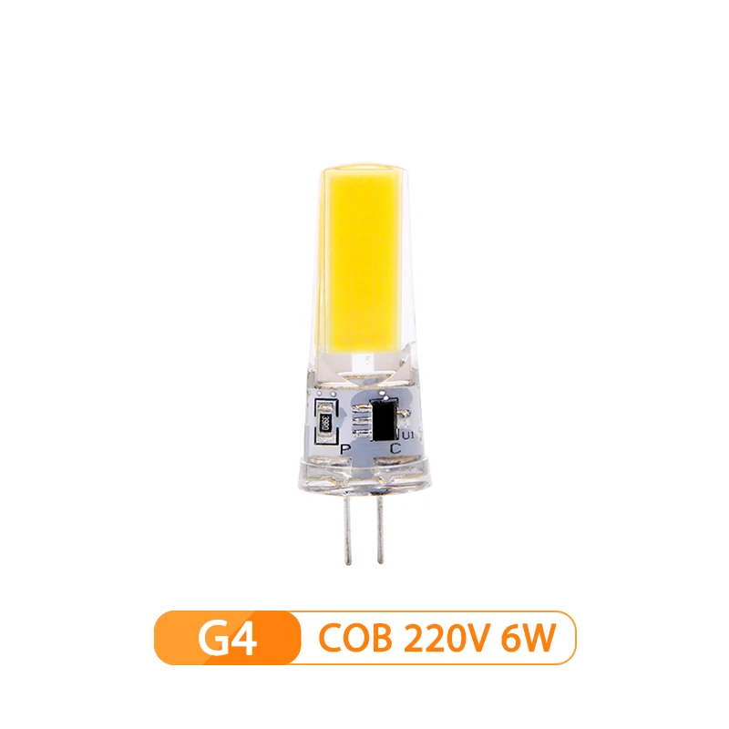 10 шт./лот G4 G9 E14 Светодиодный светильник AC/DC 12 В 220 В 3 Вт 6 Вт Высокое качество светодиодный G4 COB светодиодный светильник люстра лампы заменить галогенный светильник - Испускаемый цвет: G4 AC 220V 6W
