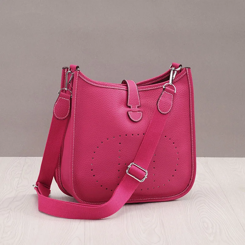 Новые сумки из натуральной кожи женские сумки-мессенджеры Дизайнерские повседневные женские сумки через плечо - Color: Plum red28CM