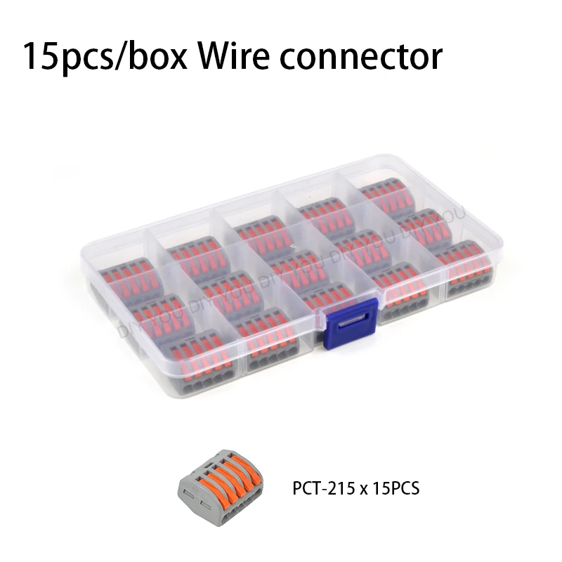 

15-29pcs with box PCT-215 Connector DIY YOU Universal compact wire 5 Pin Connector Conductor Terminal Block Lever 0.08-2.5mm2