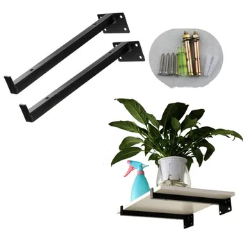 

2PCS 8-20 Inch Black Wall Mounted Table Shelf Bracket Heavy Duty Scaffold Board Floating Bracket Industrial Iron Support Table