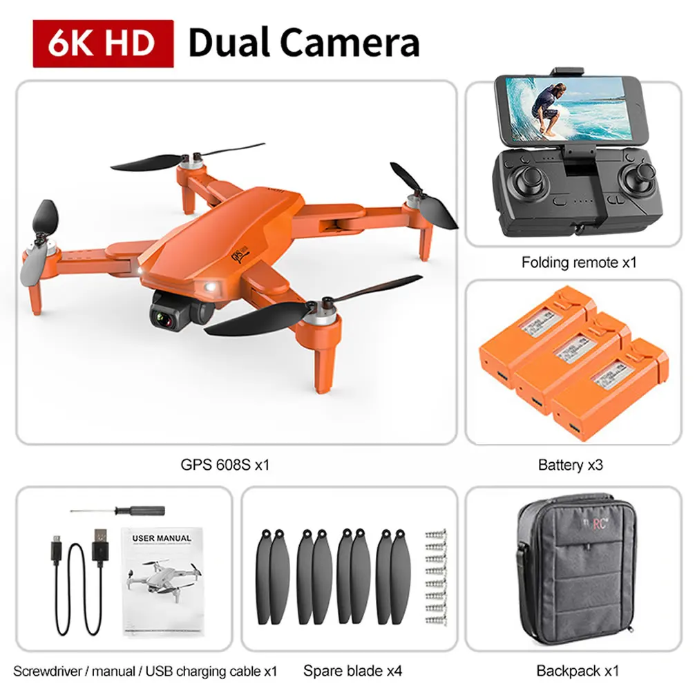 GPS 6K RC Drone UAV with HD Camera Aerial Photography Remote Control Helicopter Quadcopter Aircraft High Quality 3km Flying Dron camera quadcopter drone with camera and remote control RC Quadcopter