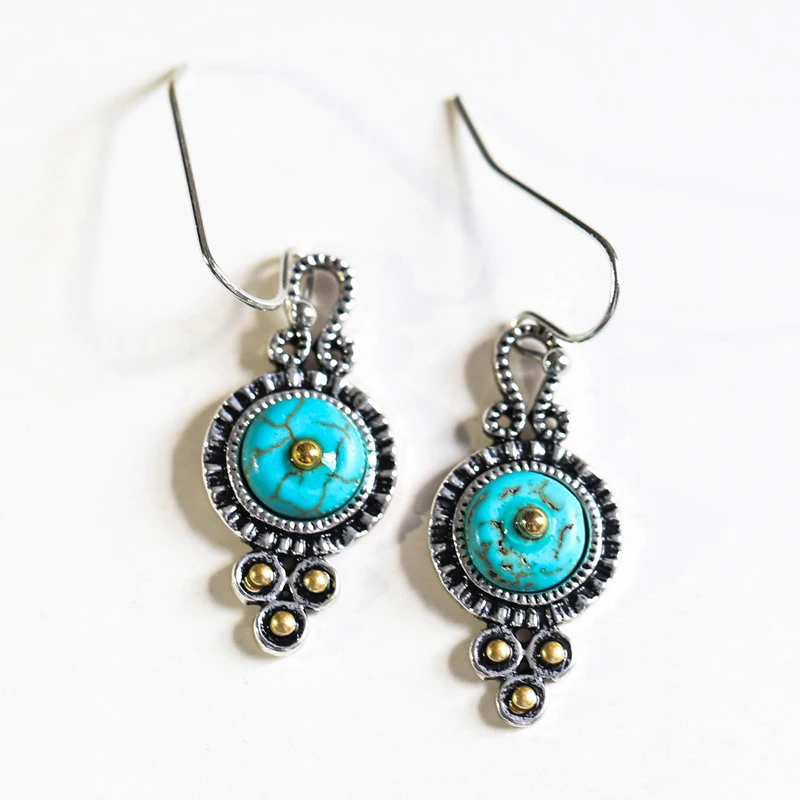 2021 Bohemian Ethnic Style Green Dangle Earrings For Women Tribal Jewelry Vintage Long Drop Earring Fashion Personality Gift