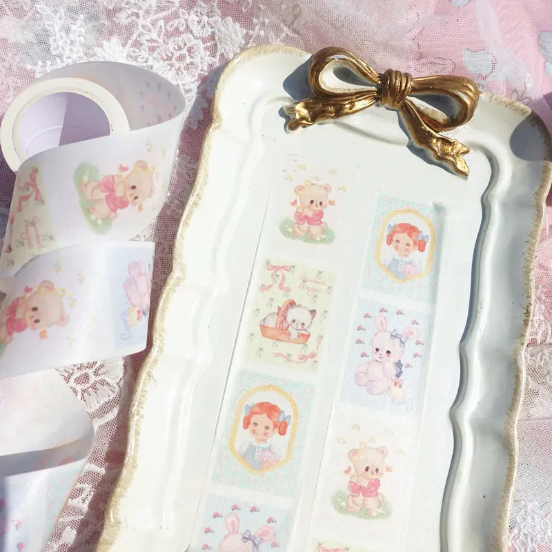 

3cm Retro Cartoon Rabbit kawaii Bear Lazy Cat Vintage Beautiful Girl Maiden Heart Washi Tape DIY Scrapbookin Masking Tape