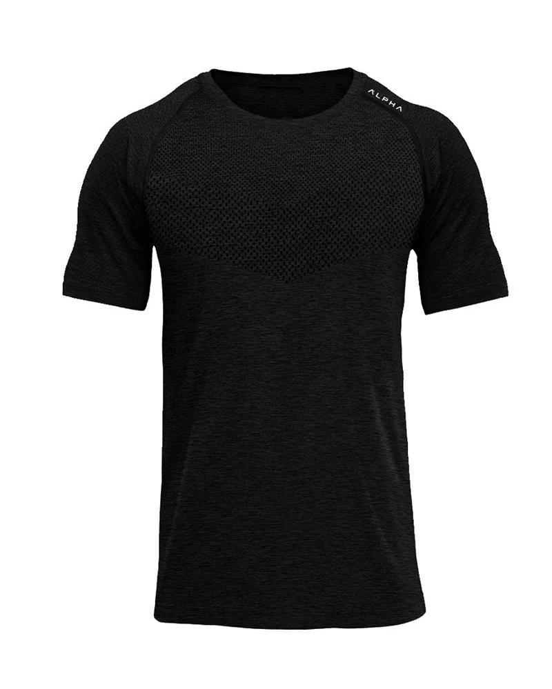 short sleeve black BIAOLUN брендовая мужская компрессионная рубашка для фитнеса, бега, упражнений, модная повседневная однотонная Альфа футболка с длинным рукавом - Цвет: short sleeve black