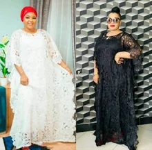 

New Style Classic African Women Dashiki Guipure Cord Lace Abaya Stylish Water-Soluble Loose Long Dress + Inside Skirt Free Size