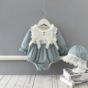 

Winter New 0-2Y Baby Onesies Plus Velvet Warm Baby Classic Plaid Romper Baby Girl Long-leeved Floral Romper