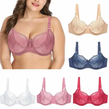 

YBCG 3/4 Cup Sexy Lace Women Bra Large Plus Size Bras For Women Pink Black 36-46 DD Cup Underwire Underwear