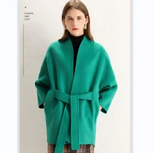 

Women's wool long coat coat fashion thick and warm Ladies wool coat long-sleeved 100% merino wool autumn and winter coat