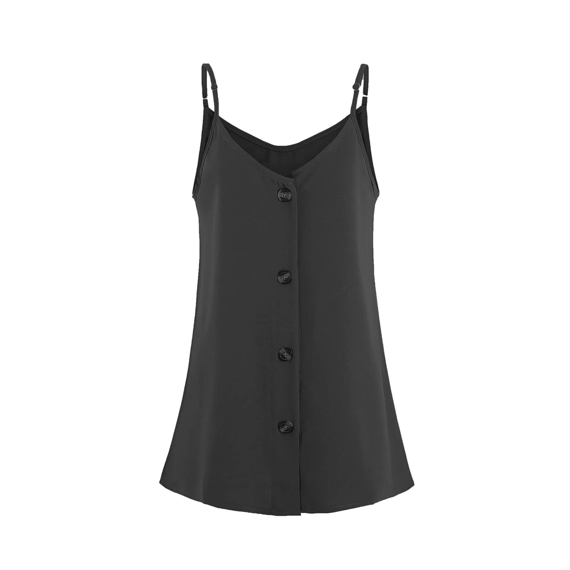 Fashion Women's Sleeveless Shirt Top Casual V-neck Buttoned Tank Top Summer Sleeveless Shirt Women's Shirt