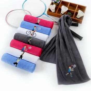 

Running Sweat Towel Creative Embroidery Microfiber Quick-drying Gym SportsTowel Thick Absorbent Outdoor 4Pattern