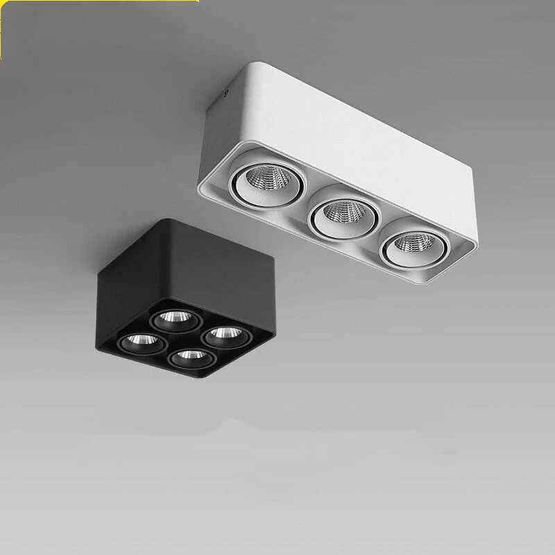 downlight ceiling Square COB LED Dimming Down Light 3x7W 3x10W 4x7W 4x10W Surface Mounted LED Ceiling Light Spotlight LED Down Light AC85V-265V outdoor up and down lights