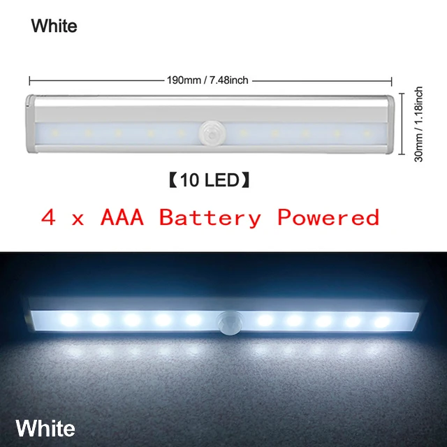 10 LED White Battery