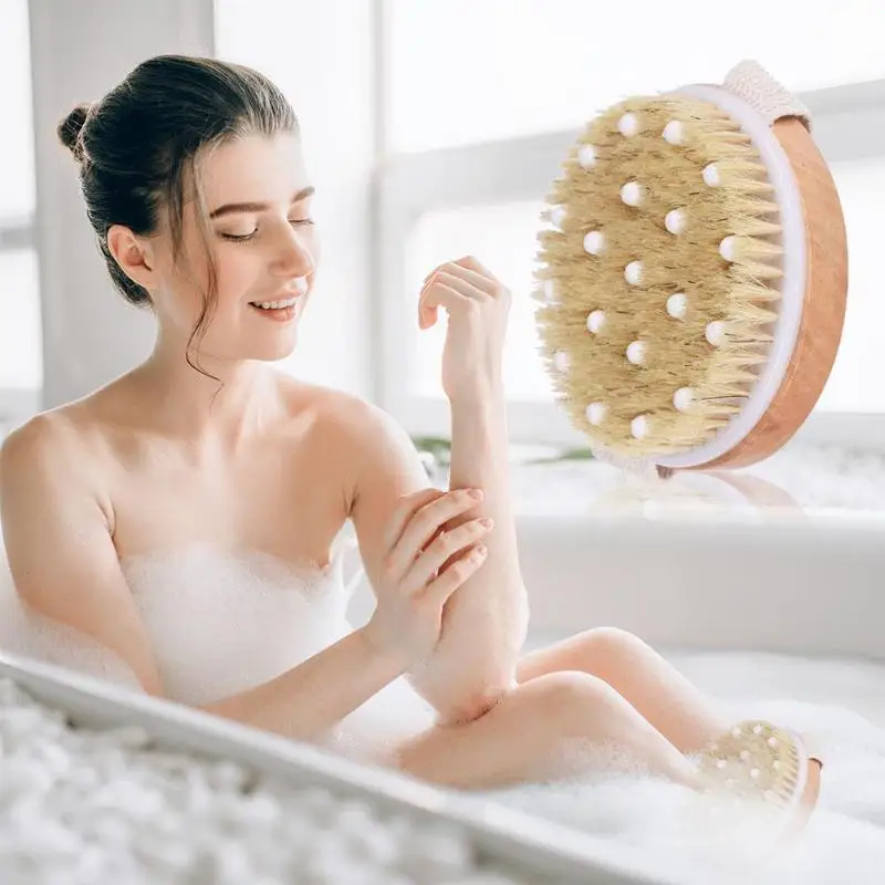 Натуральный деревянная щетина для spa массажа тела щетка Душ ручной Душ кисти