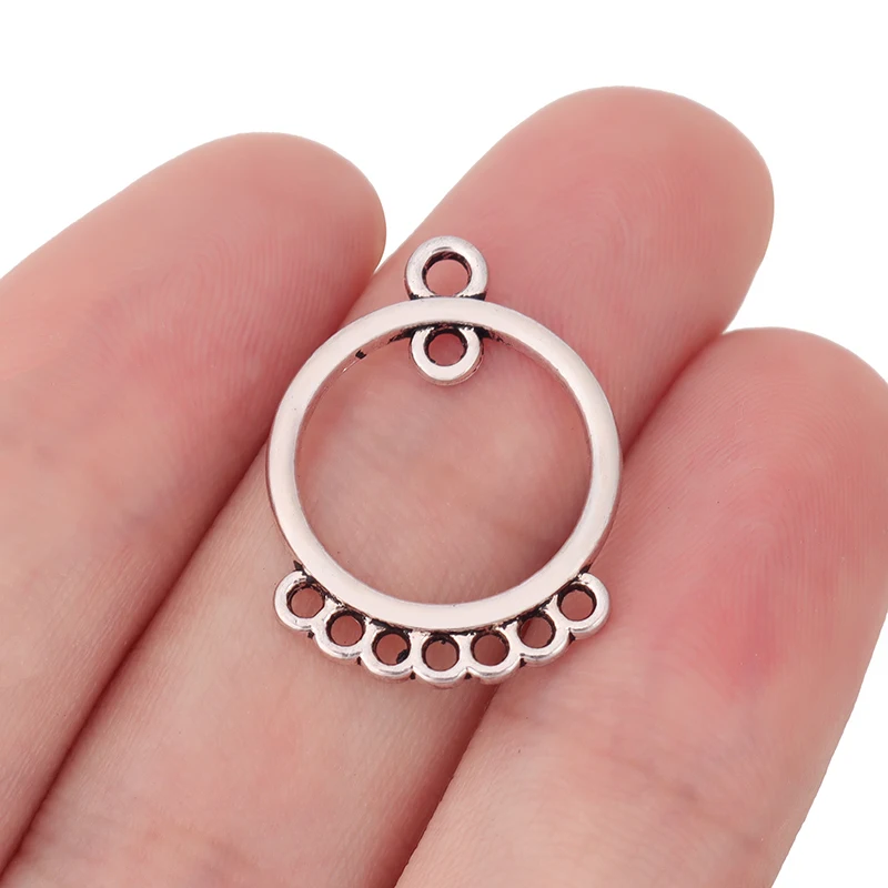 

20 x Tibetan Silver Open Round Circle Earrings Connectors Multi Strand Charms Pendants Beads for Jewelry Making Accessories