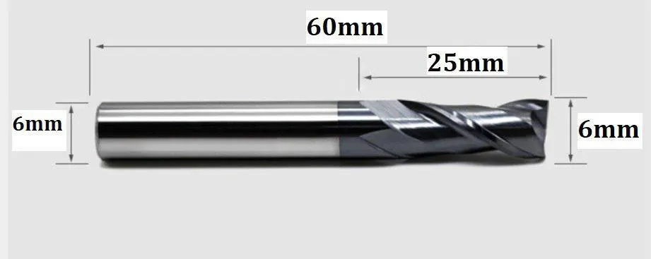 

150 pieces 2F HRC50 D6*25*6D*60L Endmill custom made for client