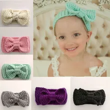 Wool Headband For Baby Children Bow Elastic Hair Band Spring Knitted Hairband Hair Accessories Fashion Headdress Hot Sale tanie tanio Unisex Cotton GEOMETRIC Children Hairband Headbands 1 pc 1 opp pack Solid