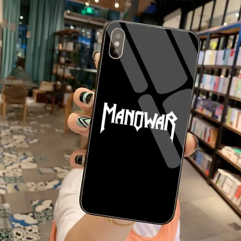 iphone 7 plus case YJZFDYRM Manowar music Soft Rubber Phone Cover Tempered Glass For iPhone 11 Pro XR XS MAX 8 X 7 6S 6 Plus SE 2020 case iphone 7 silicone case