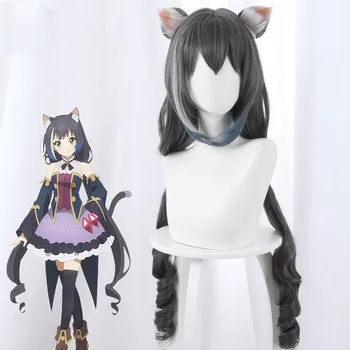 

Princess Connect! Re:Dive Momochi Kiruya Kyaru Cosplay Wig Cal Wig With Ears Heat Resistance Curly 90cm Long Hair + Wig Cap