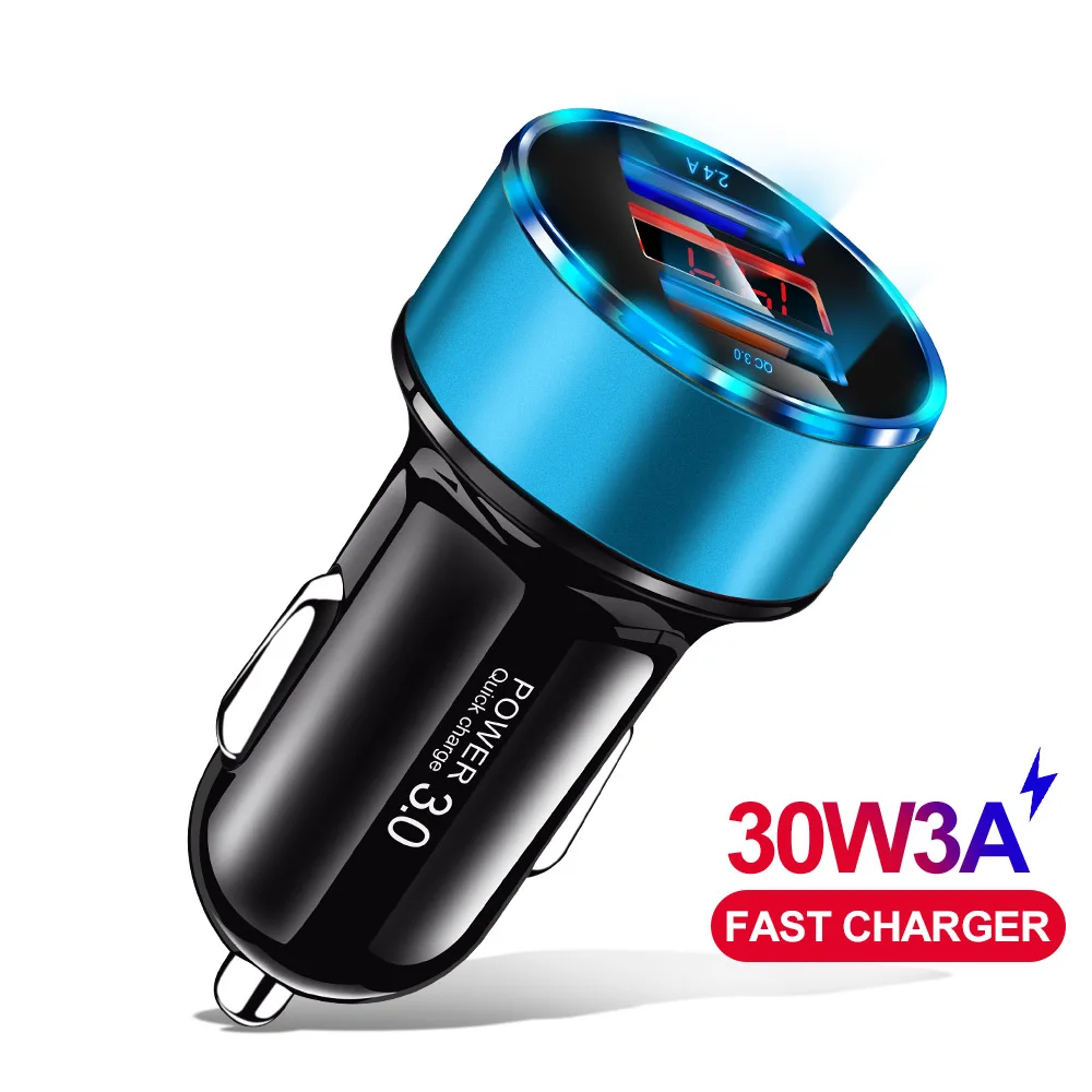 Blue Универсальное автомобильное зарядное устройство Quick Charge 3,0 для Redmi K30 Oneplus 7 usb адаптеры для samsung S8 Plus huawei P30 Pro автомобильное светодиодный зарядное устройство s - Тип штекера: Blue