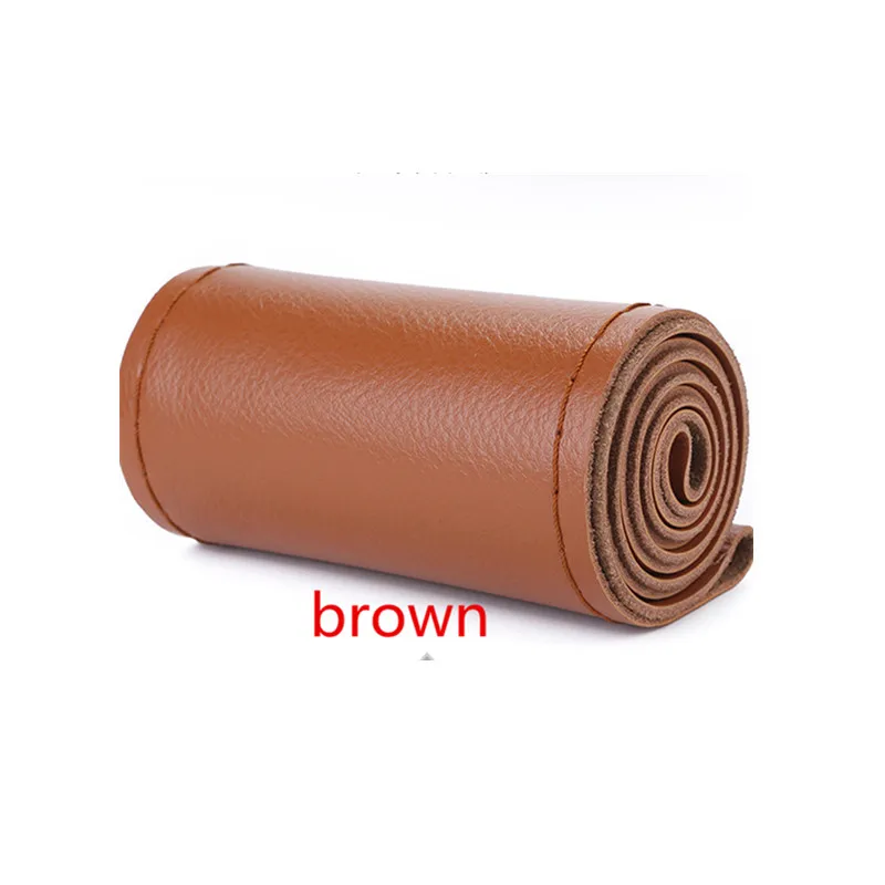 Brown-Sideline Type Car Braid On The Steering Wheel 38 cm Hand Sewing Microfiber Leather Covers Auto Steering Wheel Cover - Название цвета: Brown-Sideline Type
