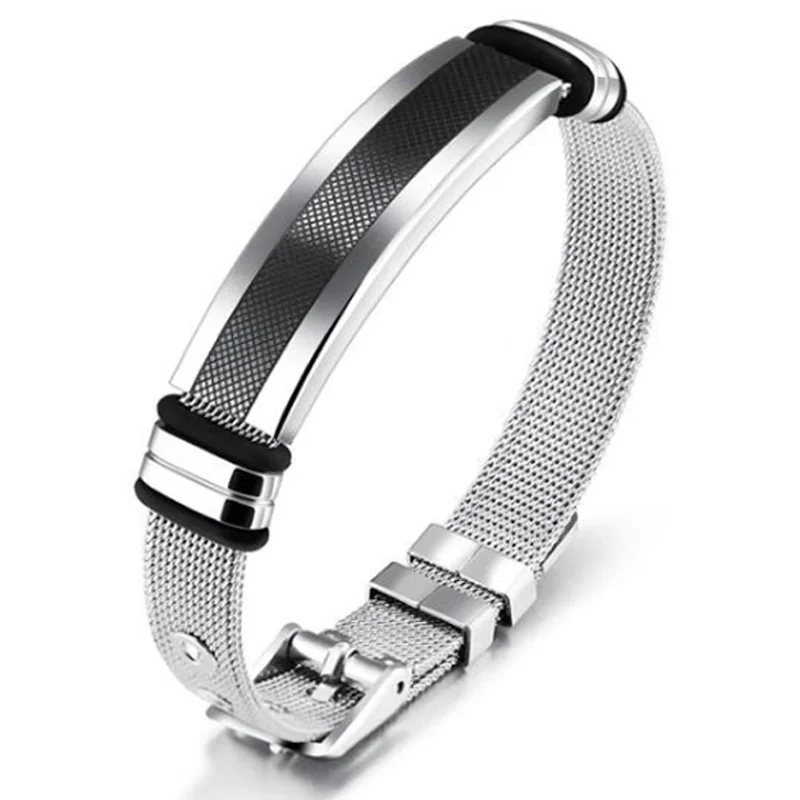 

Simple Bracelet Men'S Mesh Strap Perimeter 17X19 Cm Black/Gold Stainless Steel Male Bracelet