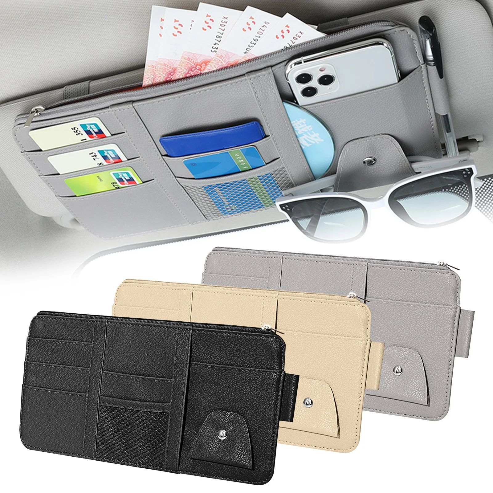 Car Styling Visor Organizer Auto Sun Visor Storage Pouch Car Sunglasses