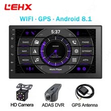 Lehx rádio multimídia automotivo, rádio multimídia automotivo universal 7 polegadas, android 8.1, com gps, para toyota, nissan, kia, rav4, honda vw hyundai