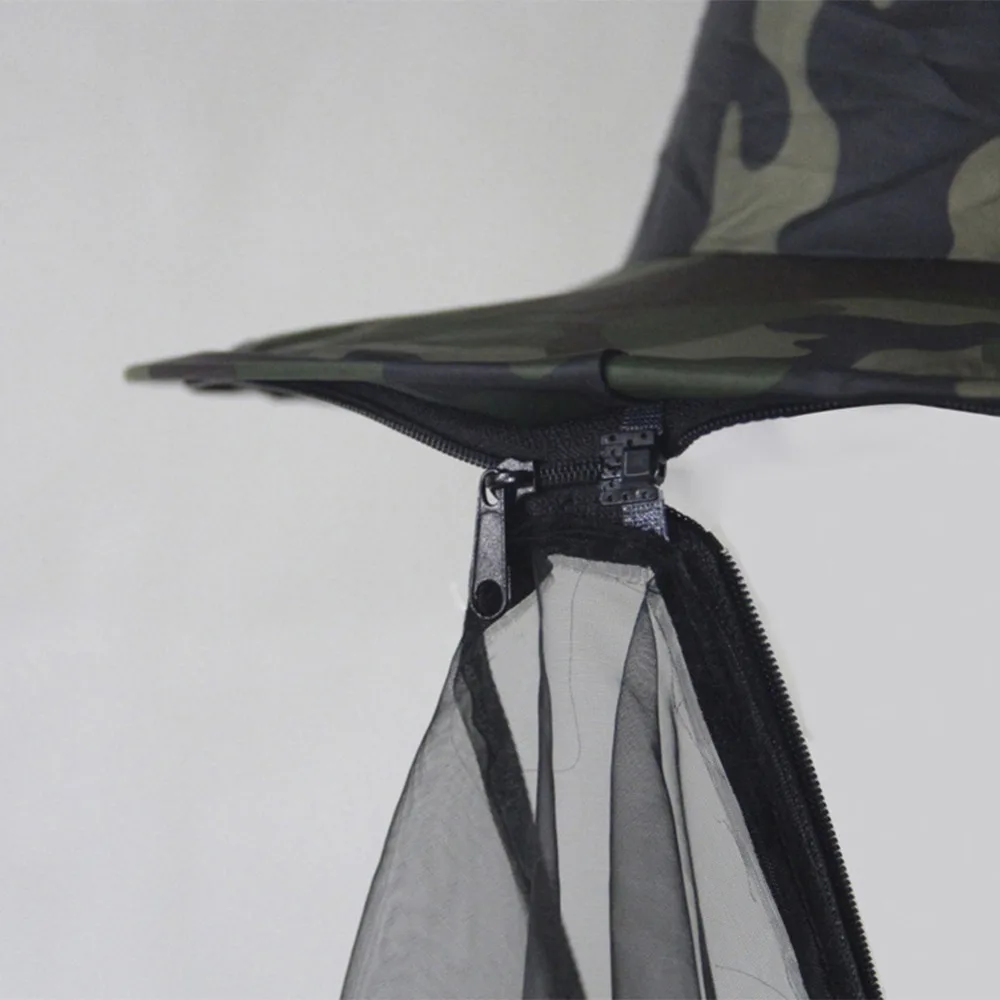 Outdoor Camouflage Sun Hat Zipper Mesh Cap Anti Mosquito Fishing Anti Bug Bee Insect Mesh Hat Head Face Protect Fishing Caps
